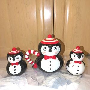 Johanna parker Christmas set. Salt and pepper shakers & mug. Vintage style decor